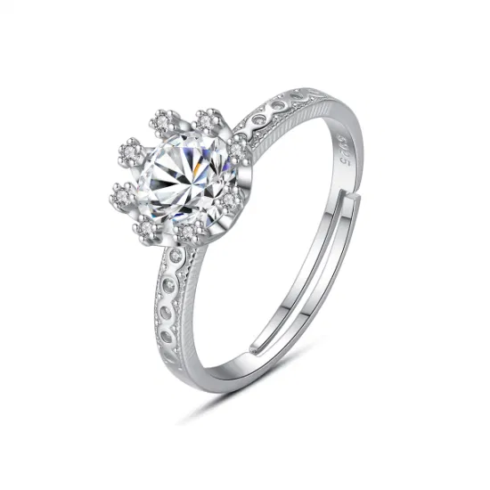 カラードウーマン ダイヤモンド 新しい調整可能な 925 シルバー サイザー アジャスター 婚約 アイスアウト リング モアッサナイト